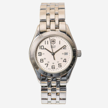 Swiss Army Rewound Silver Metal Bracelet Quartz Analog Watch 25mm