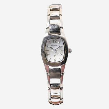 Fossil Rewound Small Square Silver Bracelet Quartz Analog Watch 20mm