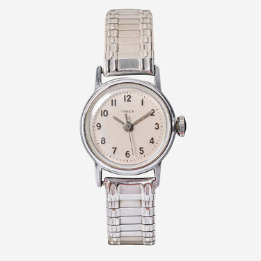 Timex Rewound Silver Metal Bracelet Mechanical Watch 25mm