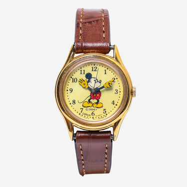 Lorus Rewound Mickey Mouse Gold and Brown Colored Quartz Analog Watch 25mm