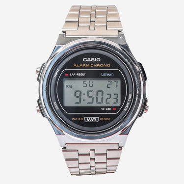 Casio Rewound Black and Silver Quartz Digital Watch 35mm
