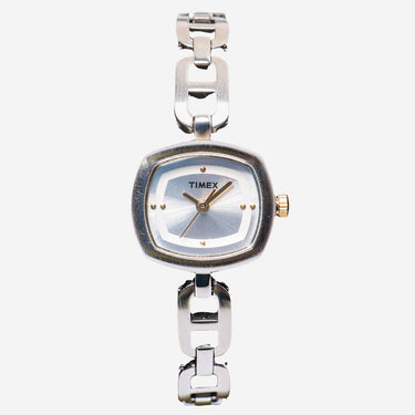 Timex Rewound Square Silver Metal Bracelet Quartz Analog Watch