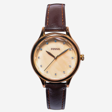 Fossil Rewound Gold and Brown Quartz Analog Watch