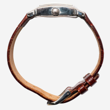 Fossil Rewound Square White and Brown Quartz Analog Watch