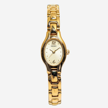 Seiko Rewound Small Gold Metal Bracelet Quartz analog Watch