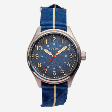 Fossil Rewound Silver and Blue Colored Quartz Analog Watch