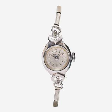 Timex Rewound Small Round Silver Metal Bracelet Mechanical Watch