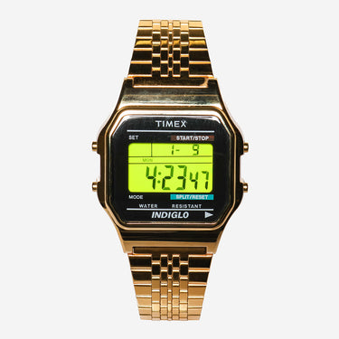 Timex Rewound Gold  Bracelet Quartz Digital Watch