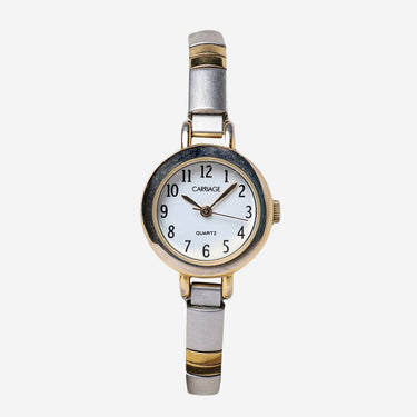 Carriage Rewound Gold and Silver Metal Bracelet Quartz Analog Watch