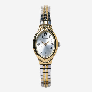 Timex Rewound Ovel Gold and Silver Metal Quartz Analog Watch