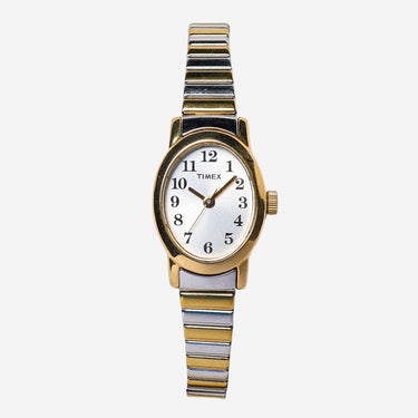 Timex Rewound Ovel Gold and Silver Metal Quartz Analog Watch
