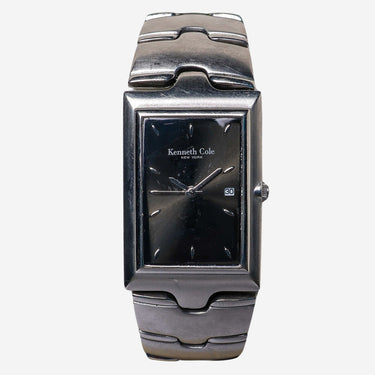 Kenneth Cole Rewound Square Black and Silver Metal Bracelet Quartz Analog