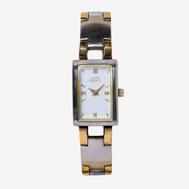 Anne Klein II Rewound Square Silver and Gold Quartz Analog Watch