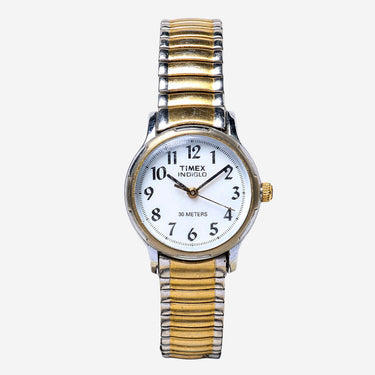 Timex Rewound Round Silver and Gold Metal Quartz Analog Watch