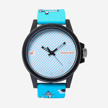 Fastrack Rewound Black and Blue Quartz Analog Watch