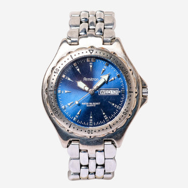 Armitron Rewound Blue and Silver with Date Quartz Analog Watch