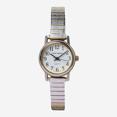 Time Square Rewound Silver Metal Bracelet Quartz Analog Watch