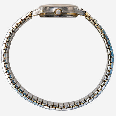 Time Square Rewound Silver Metal Bracelet Quartz Analog Watch