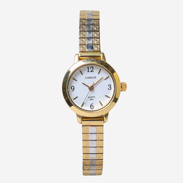 Carriage Rewound Small Round Gold and Silver Quartz Analog Watch