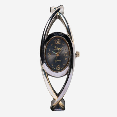 Vivani Rewound Black and Silver Metal Bracelet Quartz Analog Watch