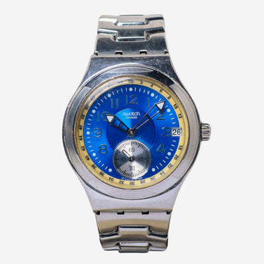 Swatch Rewound Blue and Silver metal Bracelet Quartz Analog Watch