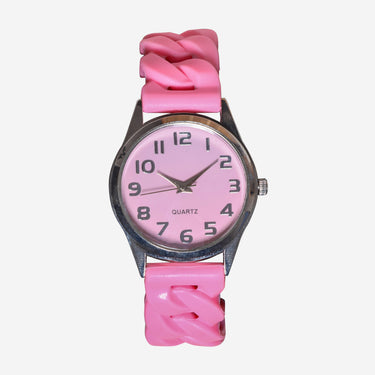 Rewound Silver and Pink Quartz Analog Watch