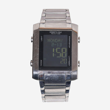 Kenneth Cole Rewound Silver Metal Bracelet Quartz Digital Watch