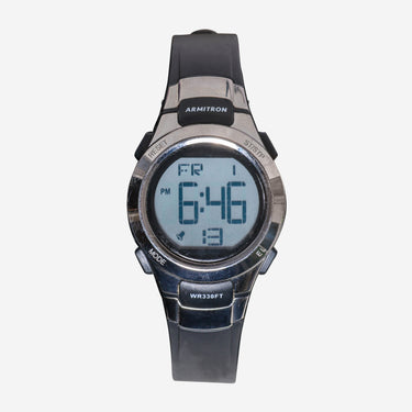 Armitron Rewound Silver and Black Quartz Digital Watch