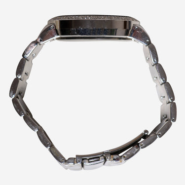 Techno Pave Rewound Silver Metal Bracelet Quartz Digital Watch