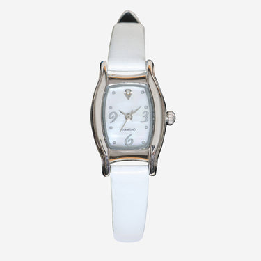 Rewound Diamond Silver and White Quartz Analog Watch