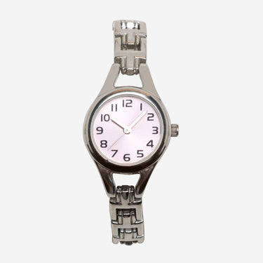 Rewound Pink and Silver Metal Bracelet Quartz Analog Watch