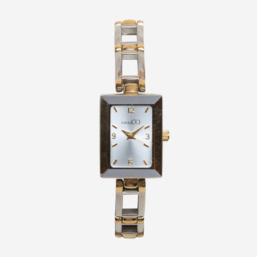 Nine & CO. Rewound Silver Square Metal Bracelet Quartz Analog Watch