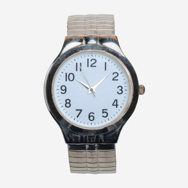 Rewound Silver and White Metal Bracelet Quartz Analog Watch