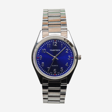 Timetech Rewound Silver and Blue Bracelet Quartz Analog Watch