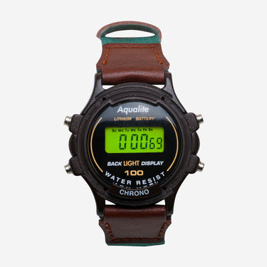 Aqualite Rewound Brown And Green Quartz Digital Watch