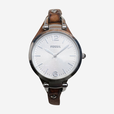 Fossil Rewound Silver and Brown Quartz Analog Watch