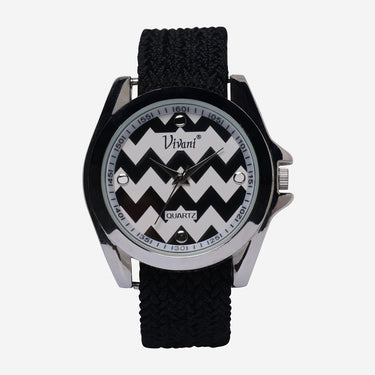 Vivani Rewound Black and Silver Quartz Analog Watch