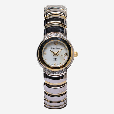 Sergio Valente Rewound Silver and Gold Metal Bracelet Quartz Analog Watch