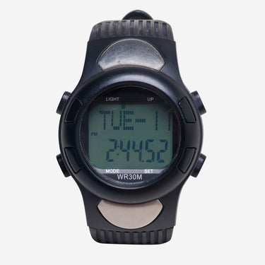 Medline Rewound Black and Silver Quartz Digital Watch