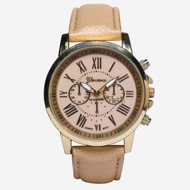 Geneva Rewound Gold and Tan Quartz Analog Watch