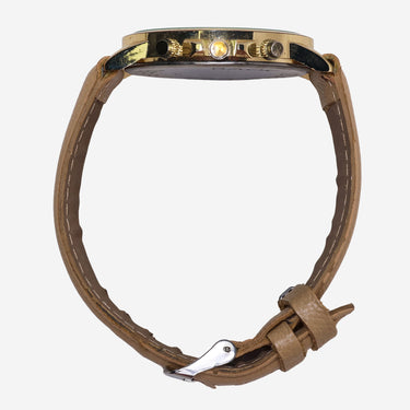Geneva Rewound Gold and Tan Quartz Analog Watch