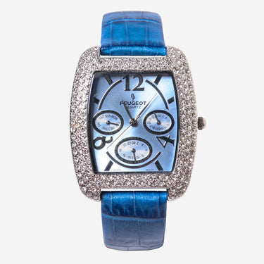 Peugeot Rewound Silver and Blue Quartz Analog Watch