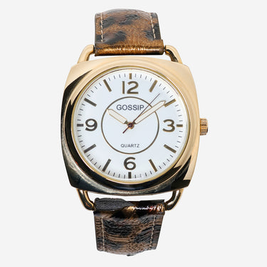 Gossip Rewound Gold Leopard Print Quartz Analog Watch