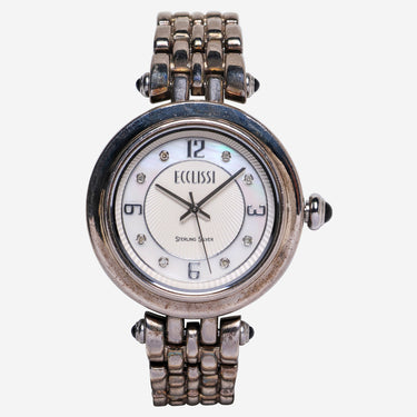 Ecclissi Rewound Silver Round Metal Bracelet Quartz Analog Watch