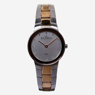 Skagen Rewound Silver and Gold Diamond Quartz Analog Watch