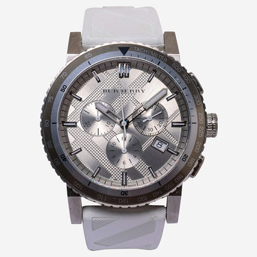 Burberry Rewound Silver and White Resin Quartz Analog Watch