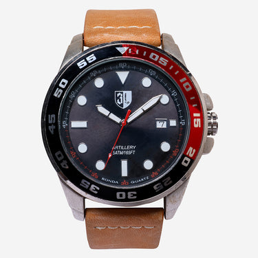 Three Leagues Rewound Silver and Brown Quartz Aanlog Watch
