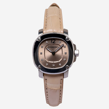 Burberry Rewound Silver and Tan Quartz Analog Watch