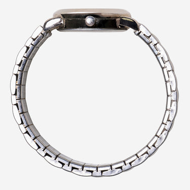 Carriage Rewound Silver Metal Bracelet Quartz Analog Watch