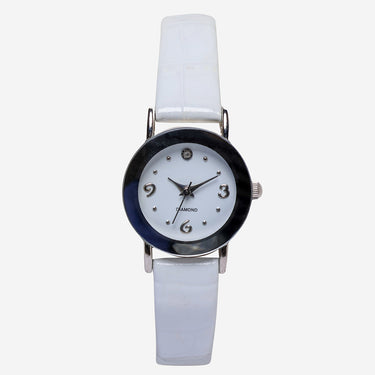 Diamond Rewound Silver and White Quartz Analog Watch